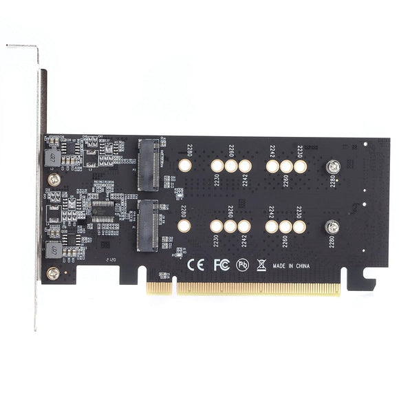 Pi+® (PiPlus®) PCI-E 3.0 X16 to 2-Port M.2 NVME SSD Adapter Card