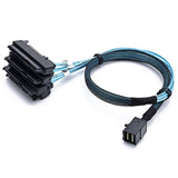 SFF-8643 Internal Mini SAS HD to (4) 29pin SFF-8482 connectors with SAS 15pin Power Port 12GB/S Cable