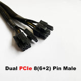 Pi+® (PiPlus®) EPS CPU 8pin Female to Dual 8pin (6+2) male PCI-E pin Splitter