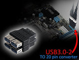 Pi+® (PiPlus®) 2 Port USB 3.0 to 20 Pin Adapter Internal Usb Motherboard Connection-2units