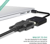 Pi+® (PiPlus®) Mini DisplayPort to DVI Adapter, Mini DP Display Port to DVI Converter Cable Male to Female (Thunderbolt and Thunderbolt 2 Port Compatible) - Black