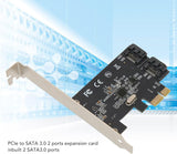 Pi+® (PiPlus®) PCI-E to 2 Port SATA Expansion Card - 6Gbps