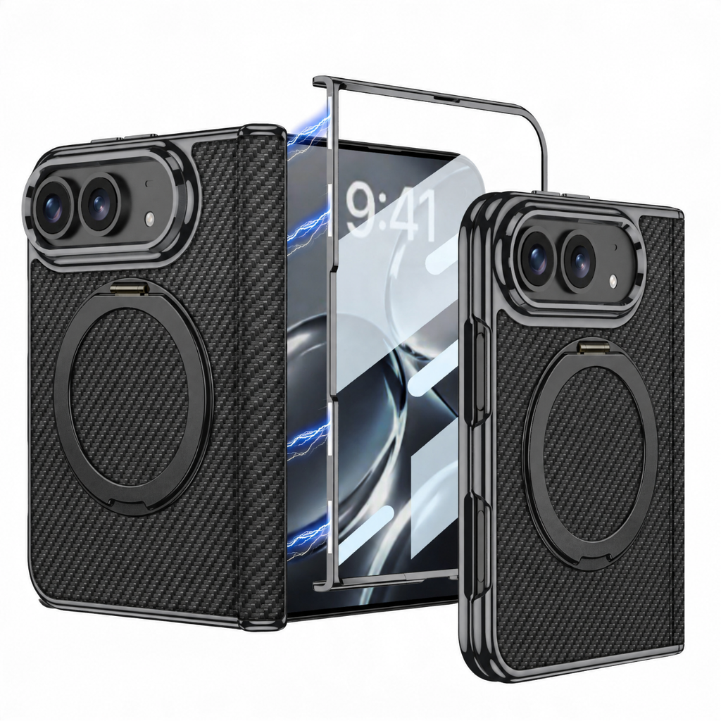 iPhone Duo 2026 Phantom Leather Case / MagSafe Fold with 360° Swivel Kickstand