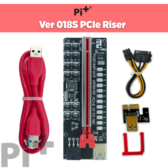 Pi+®(PiPlus®) VER018S Miner Card PCI-E 1X To 16X USB3.0 6PIN GPU Riser Card