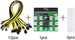 Pi+® (PiPlus®) 12V GPU/PSU Breakout Board+ 12pcs 18AWG / 16AWG PCI-E 6Pin to 6+2Pin Cables