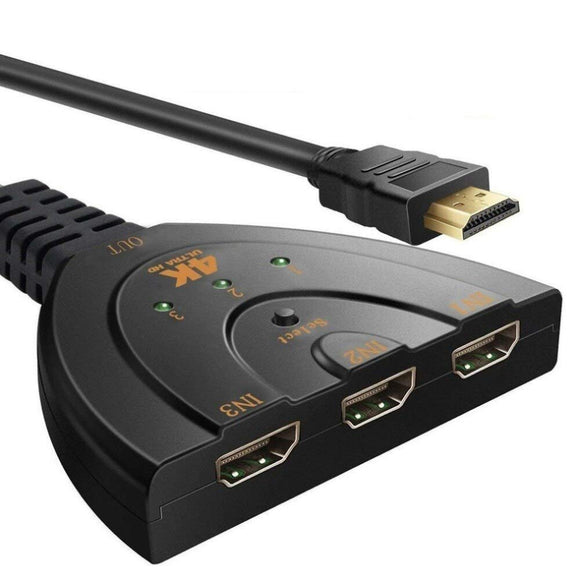 Pi+® (PiPlus®) 3 Port HDMI 4 K 1.4V Version Switch with Pigtail Cable