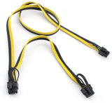 Pi+® (PiPlus®) 6 Pin Male to Dual 8 Pin (6+2)Male PCIe GPU Power Adapter Cable :(60cm+20cm)