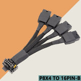 Pi+® (PiPlus®) 4x 8pin PCIe to 16pin 12VHPWR Cable 90 Degree Elbow Applicable (TYPE A & B)