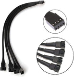 Pi+® (PiPlus®) 4 Pin PWM Fan Splitter Cable Female to 3/4 Pin Male Adapter Sleeved Splitter