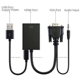 Pi+® (PiPlus®) VGA Male to HDMI Female Output 1080P HD+Audio Cable-TV AV Video Cable Converter Adapter