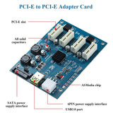 Pi+® (PiPlus®) PCI-E to PCI-E Adapter Card PCI-E 1X to 4X PCIe USB3.0 Converter Extender Adapter