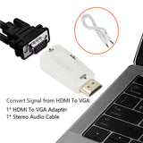 Pi+® (PiPlus®) Male to Female HDMI to VGA Adapter HD 1080P Audio Cable Converter