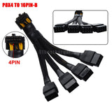 Pi+® (PiPlus®) 4x 8pin PCIe to 16pin 12VHPWR Cable 90 Degree Elbow Applicable (TYPE A & B)