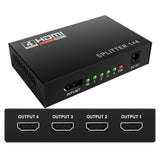 Pi+™ (PiPlus™) HDMI Splitter 1X4 Ports with Full Ultra HD 1080P Resolutions (1 Input to 4 Outputs)