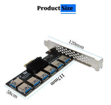 Pi+® (PiPlus®) PCIE 1 to 7 USB 3.0 Slot PCI-E PCI Express Riser Card 1x to 16x Multiplier Hub Adapter