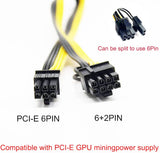 Pi+® (PiPlus®) 16AWG 6Pin to Single 8pin PCI-E Male-to-Male Adapter Cable-60cm