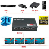 Pi+™ (PiPlus™) HDMI Splitter 1X4 Ports with Full Ultra HD 1080P Resolutions (1 Input to 4 Outputs)