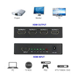 Pi+™ (PiPlus™) HDMI Splitter 1X4 Ports with Full Ultra HD 1080P Resolutions (1 Input to 4 Outputs)