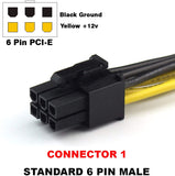 Pi+® (PiPlus®) 18AWG 6Pin to Single 8pin PCI-E Male-to-Male Adapter Cable-50cm