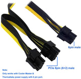 Pi+® (PiPlus®) 6 Pin Male to Dual 8 Pin (6+2)Male PCIe GPU Power Adapter Cable :(60cm+20cm)