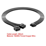 Pi+® (PiPlus®) PCIe 5.0 12VHPWR Dual 8 Pin PCIe Male to 12+4 Pin Male Cable