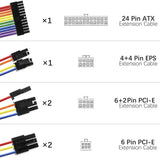 Pi+® (PiPlus®)ATX 1x24-Pin/1x4+4-Pin EPS/2x6+2-Pin-PCI-E/2x6-Pin PCI-E Extension Cables