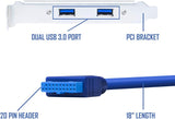 Pi+® (PiPlus®) 2 Port USB3.0 Hub 19Pin Header to Female Adapter Desktop Computer Rear Panel Motherboard Extension Bracket Cable