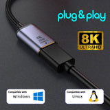 Pi+® (PiPlus®) 8K Mini DP Male to HDMI 2.1 Female Converter Cable