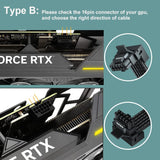 Pi+® (PiPlus®) 3XCPU 8Pin To 16Pin Male PCI-E 5.0 12VHPWR Elbow Adapter Cable